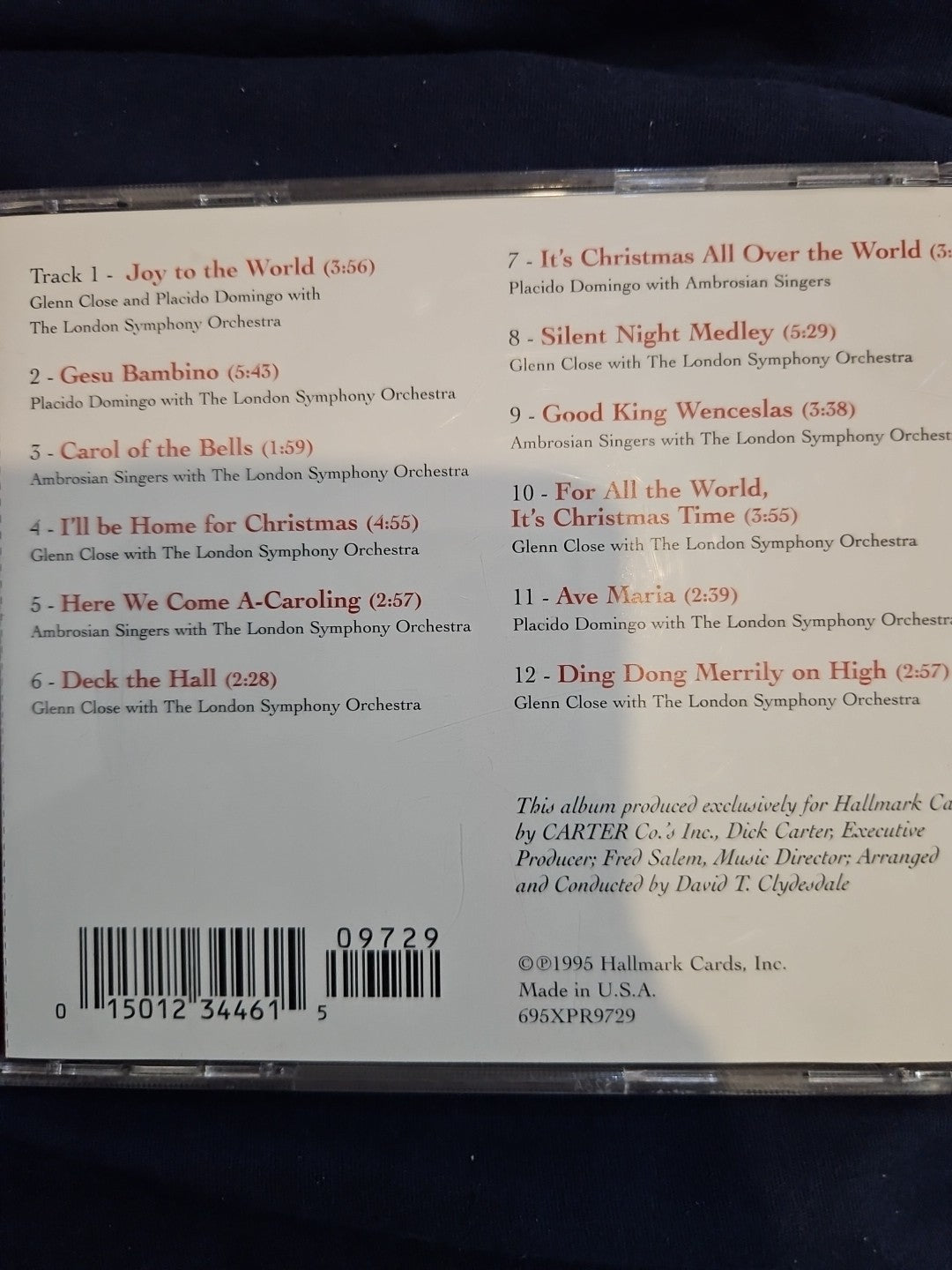 GLENN CLOSE and PLACIDO DOMINGO - Repeat the Sounding Joy (Hallmark CD)