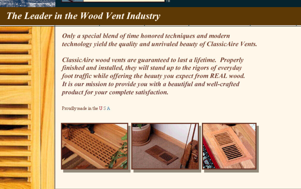 ClassicAire 6x12 Oak Wood Supply Air Vent