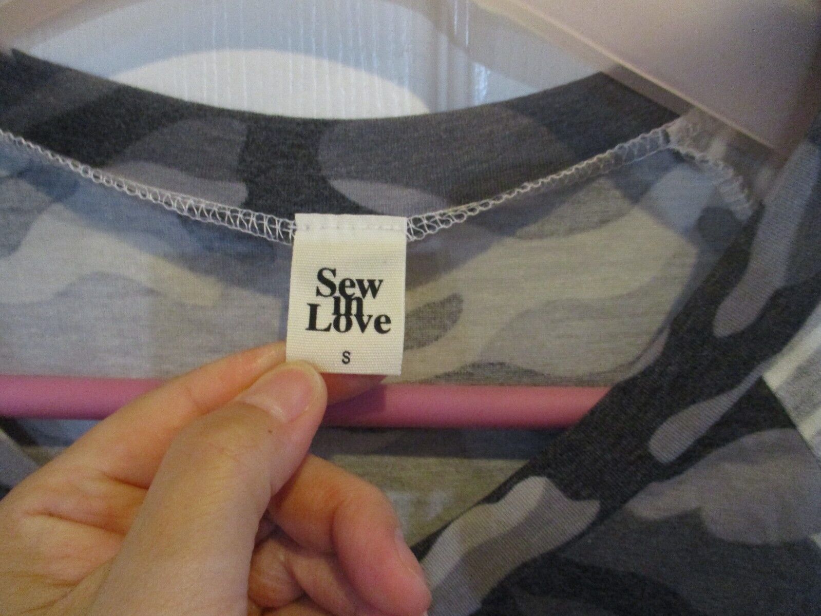 Sew in Love Gray Camo and Stripes Top Small NEW