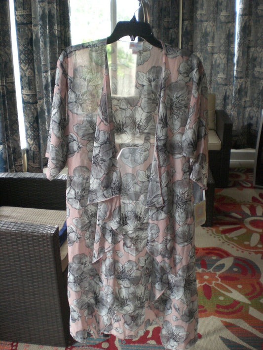 NWT LuLaRoe Pink Grey Floral Shirley Kimono Cover Up SMALL