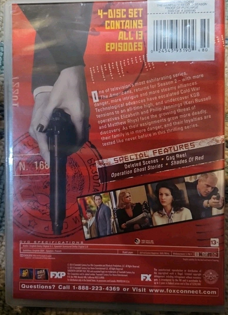 The Americans: the Complete Second Season (DVD, 2014) Missing Disc 2. Tested