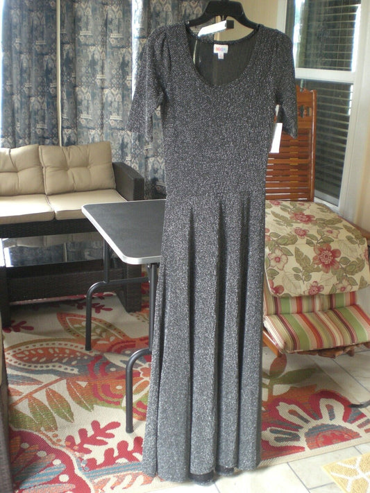 NWT LuLaRoe Black Silver Elegant Ana Maxi Dress SMALL