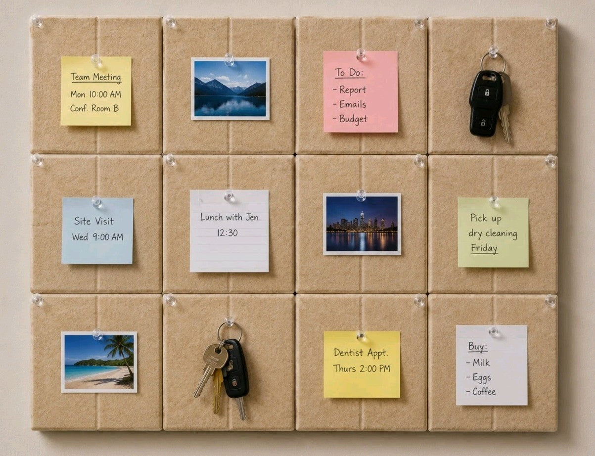 Fluxynara 12 Felt Wall Tiles with Adhesive Tabs Cork Color 9.5" x 3/8"