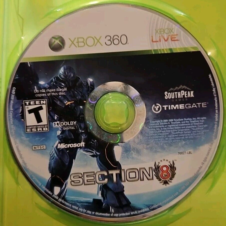 Section 8 -  Xbox 360 - Tested. No Scratches. New Case. Resealed