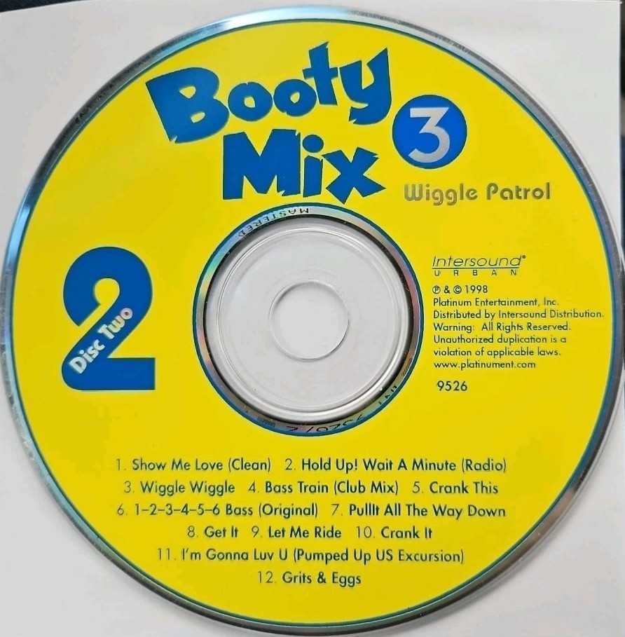 Booty Mix, Vol. 3: Wiggle Patrol by Various Artists (CD) 2 Disc Set. Disc Only.