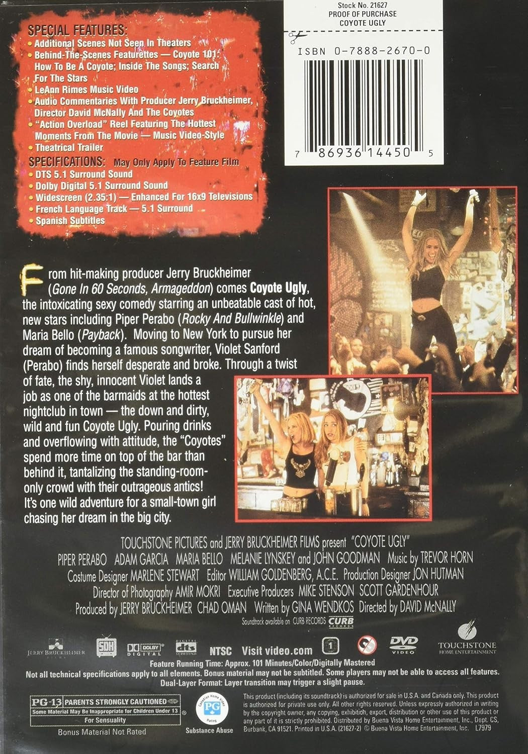 Coyote Ugly (DVD, 2000) New Sealed