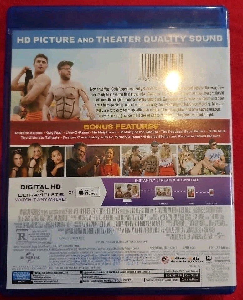Neighbors 2: Sorority Rising (Blu-ray) No Digital Download. New Sealed