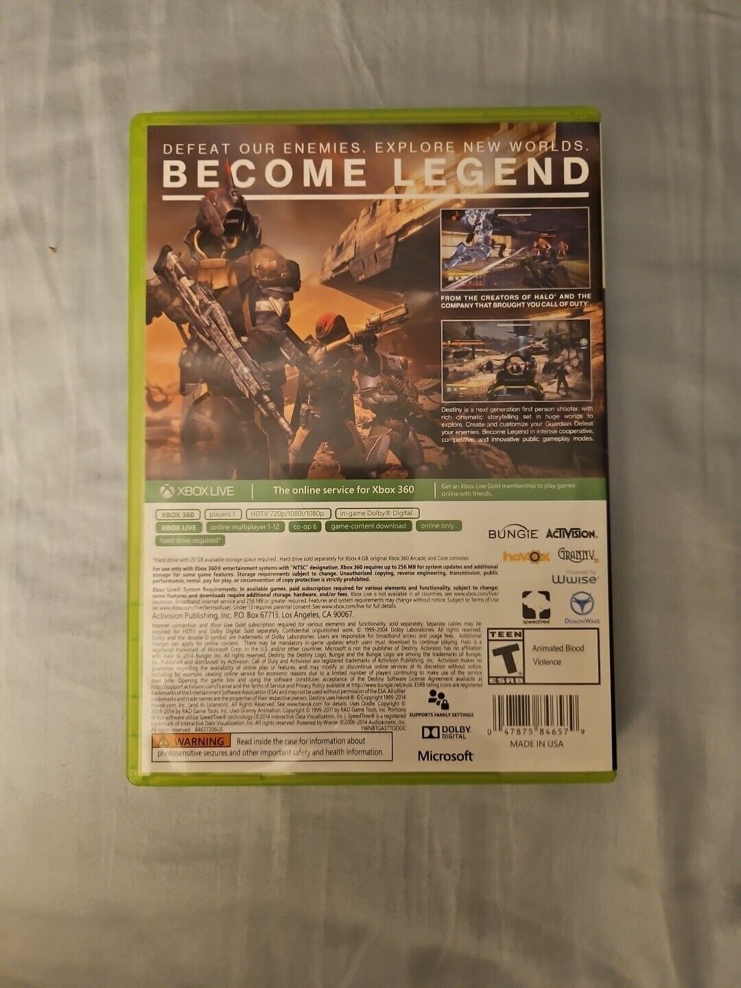 Destiny (Microsoft Xbox 360, 2014)CIB
