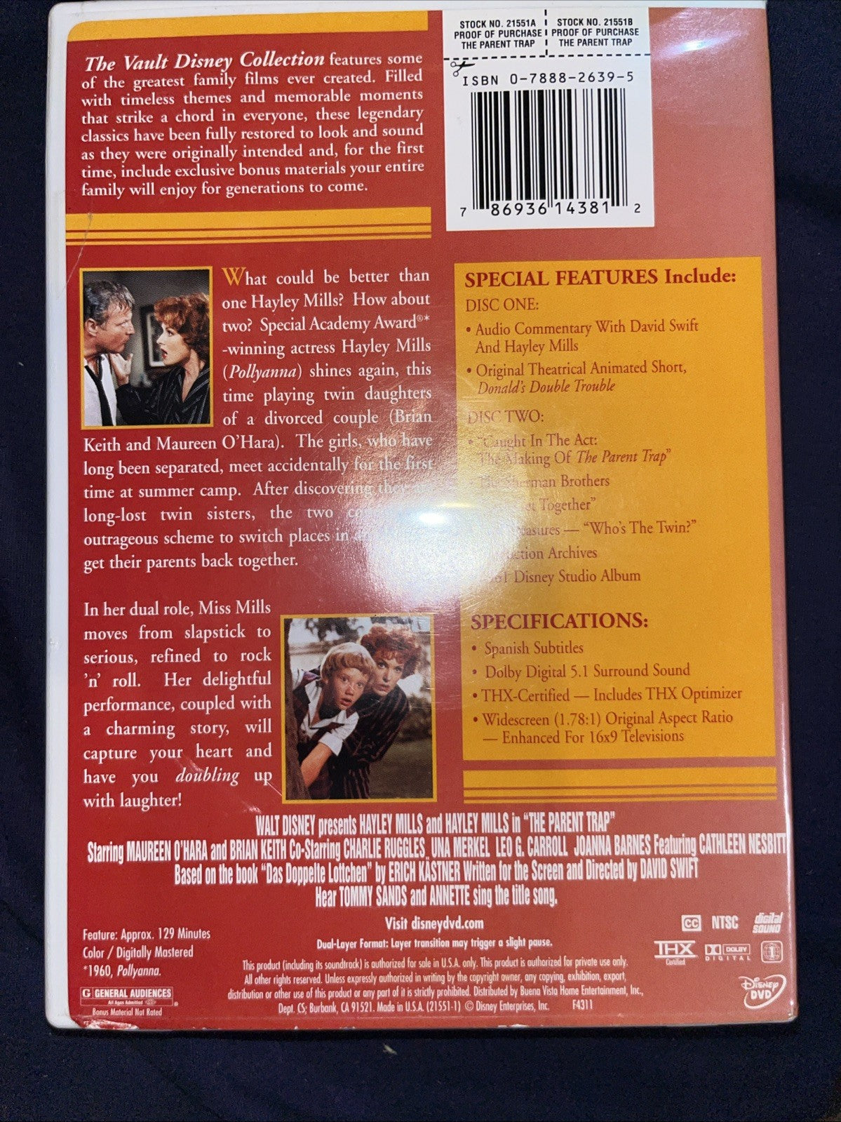 Parent Trap (1961) (DVD, 1961) Tested