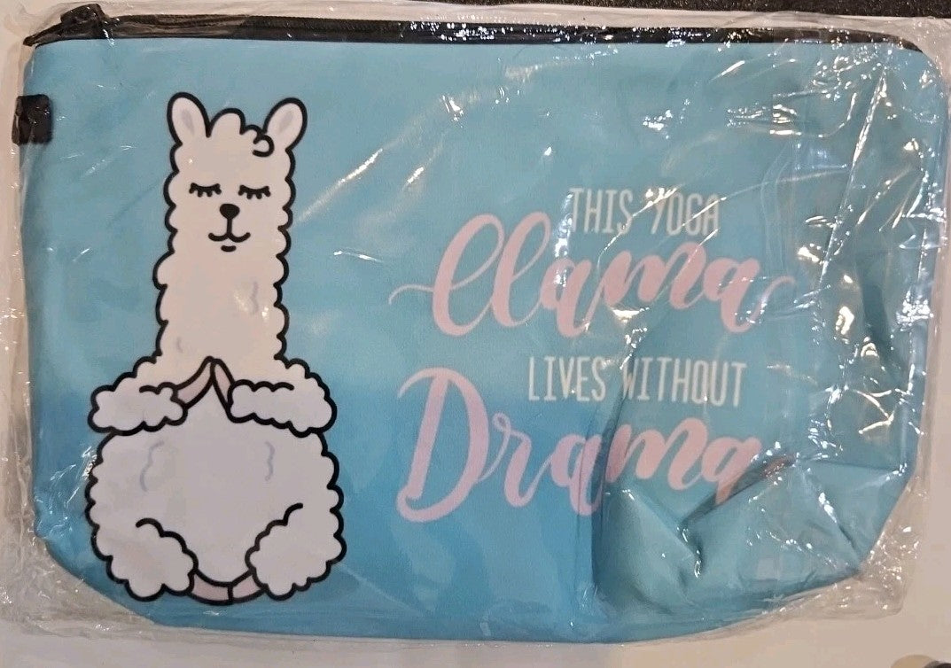 This Yoga Llama Lives Without Drama Zip Pouch 8" X 5"