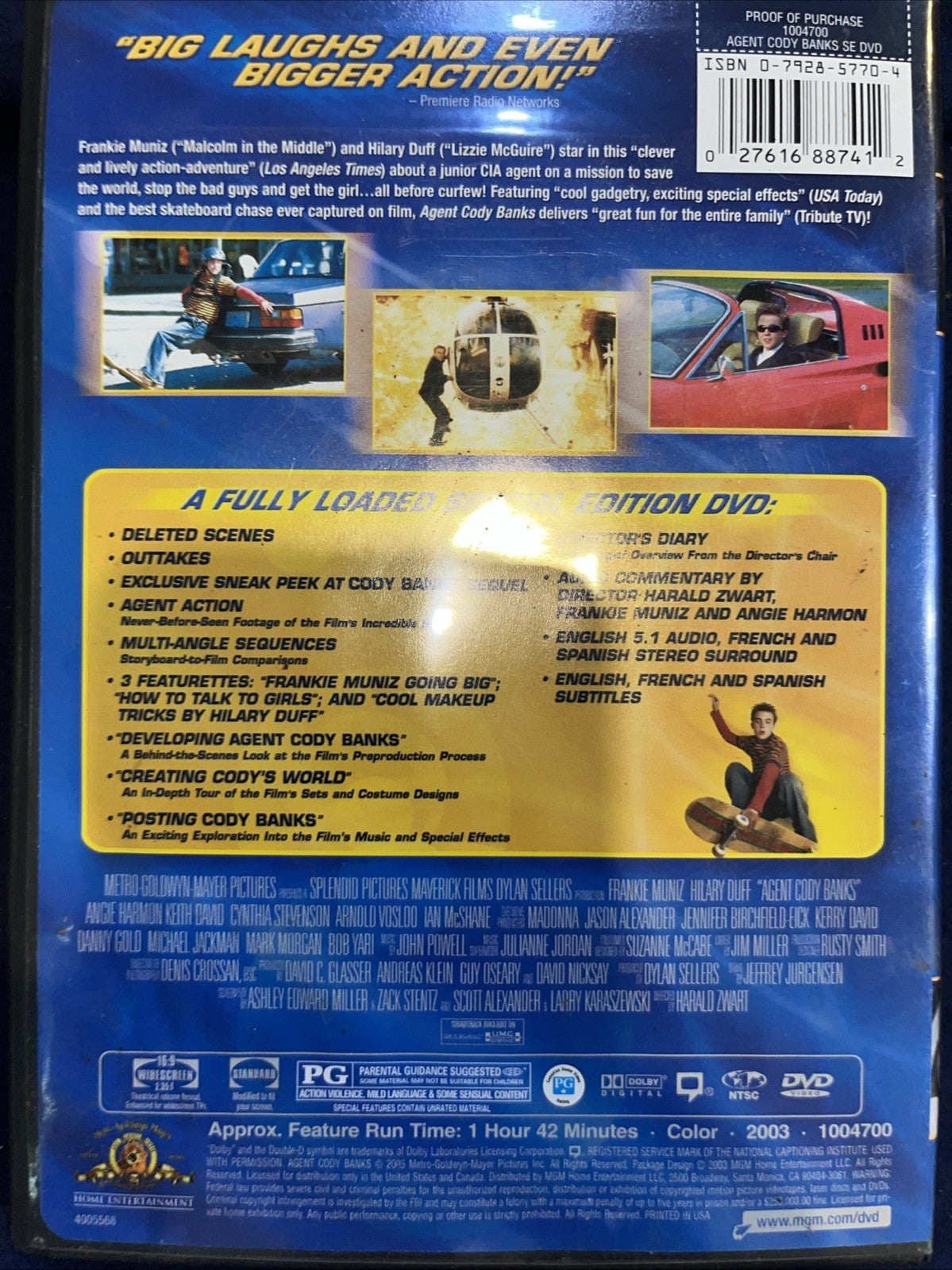 Agent Cody Banks (DVD, 2003) Tested. New Case. Resealed