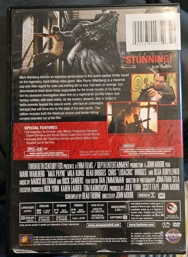 Max Payne Unrated (DVD) New Sealed