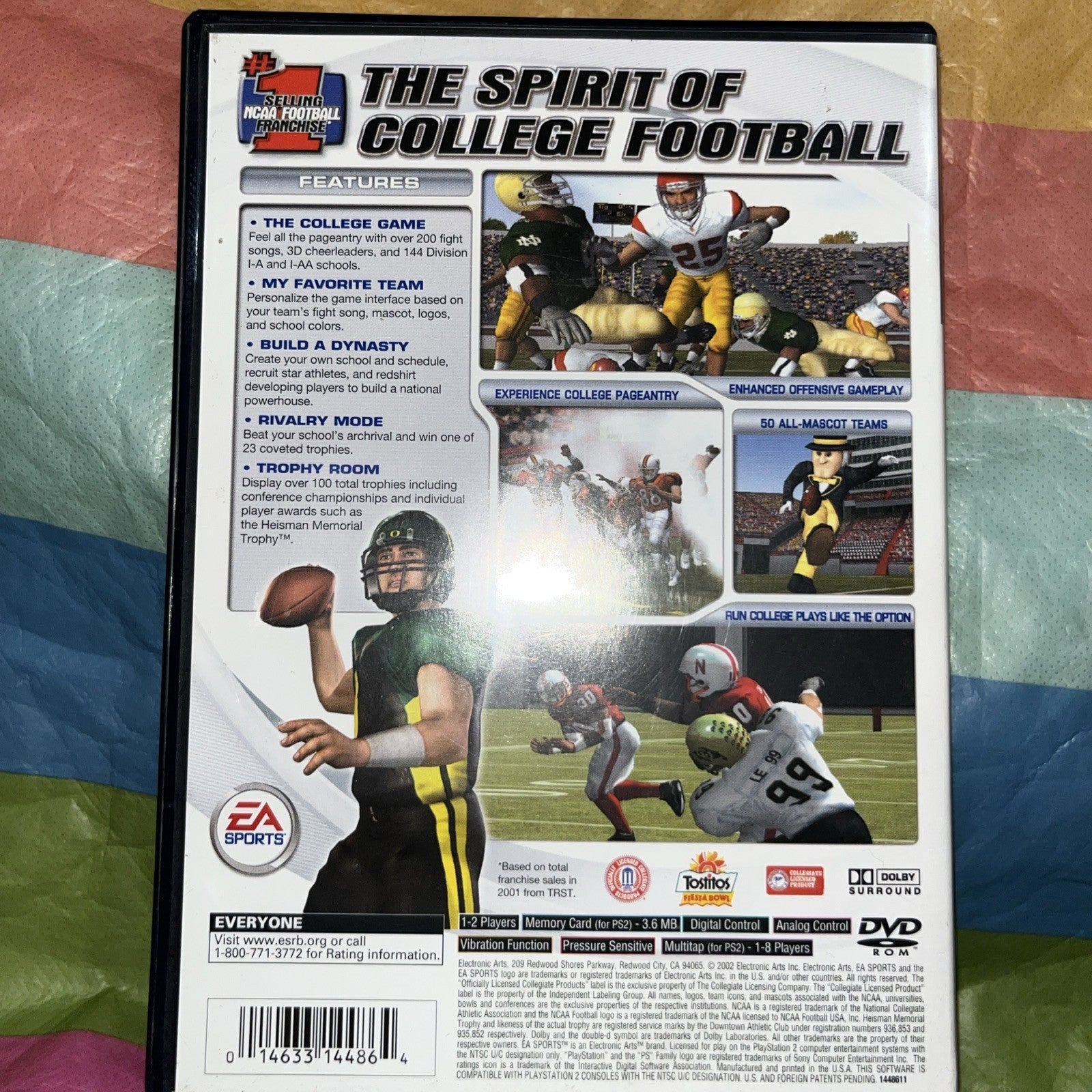 NCAA Football 2003 (PS2) Tested. No Manual. No Scratches. See Pics