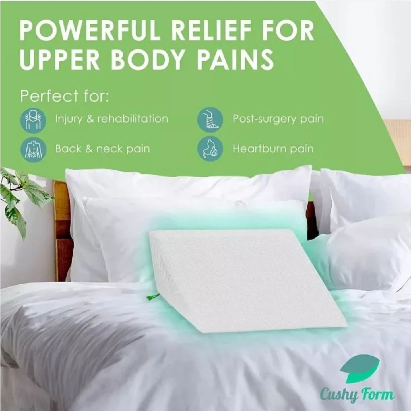 Cushy Form Grey Orthopedic Bed Wedge Pillow 22" x 22" x 12" - Factory Sealed