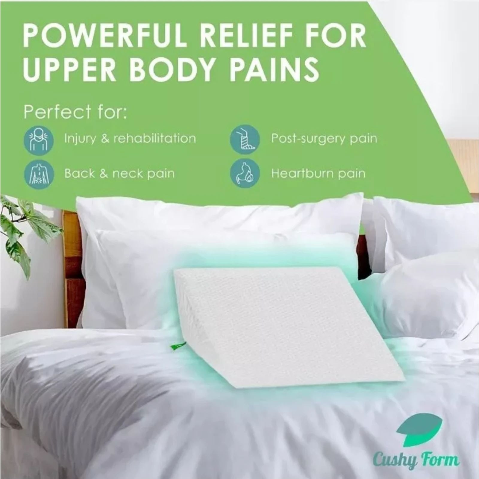 Cushy Form Grey Orthopedic Bed Wedge Pillow 22" x 22" x 12" - Factory Sealed