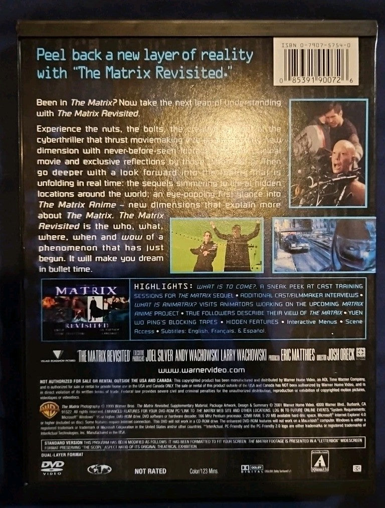 Matrix/Matrix Revisited 2-Pack (DVD, 2-Disc Set) Tested. No Scratches. 