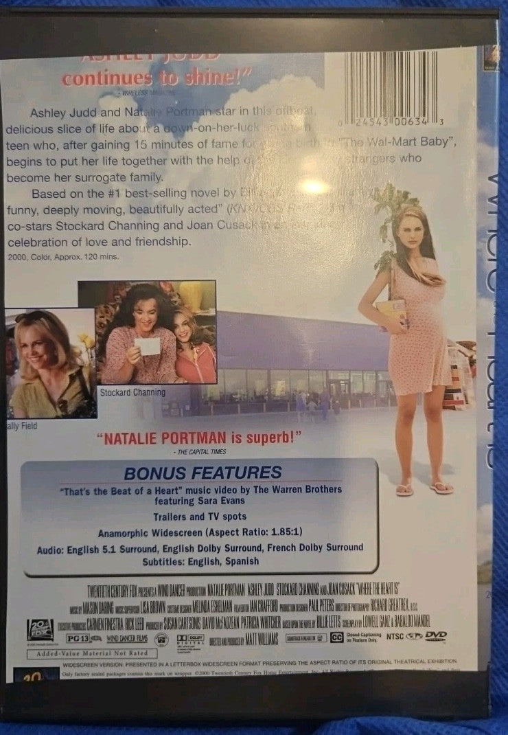 Where the Heart Is (DVD, 2000) Slimcase. Artwork Cropped. Tested