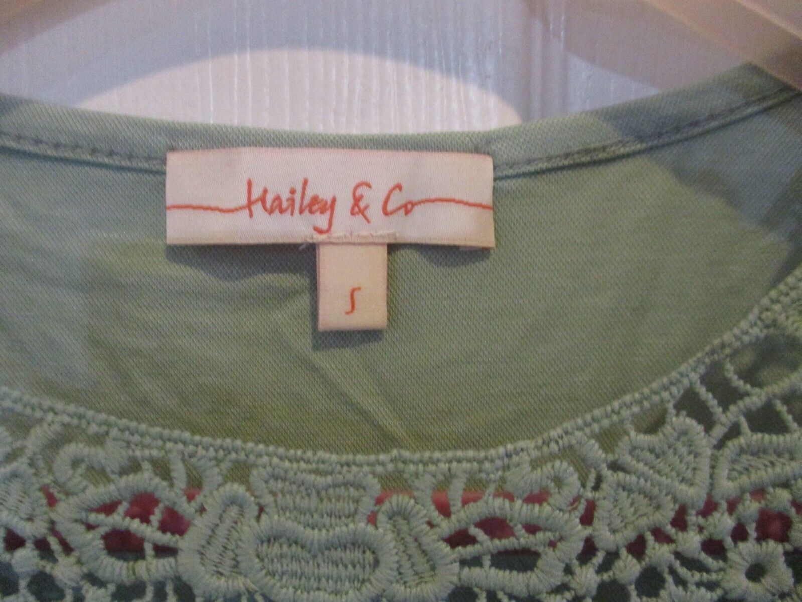Hailey & Co Mint Green Blouse with Lace Small NEW