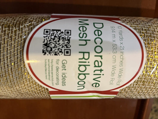 Gold Decorative Mesh Ribbon  21” By 30’