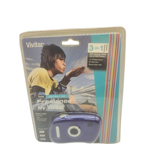 Vivitar Freelance 3-In-1 Digital Red Camera PhoTags Express CD-Rom - Brand New