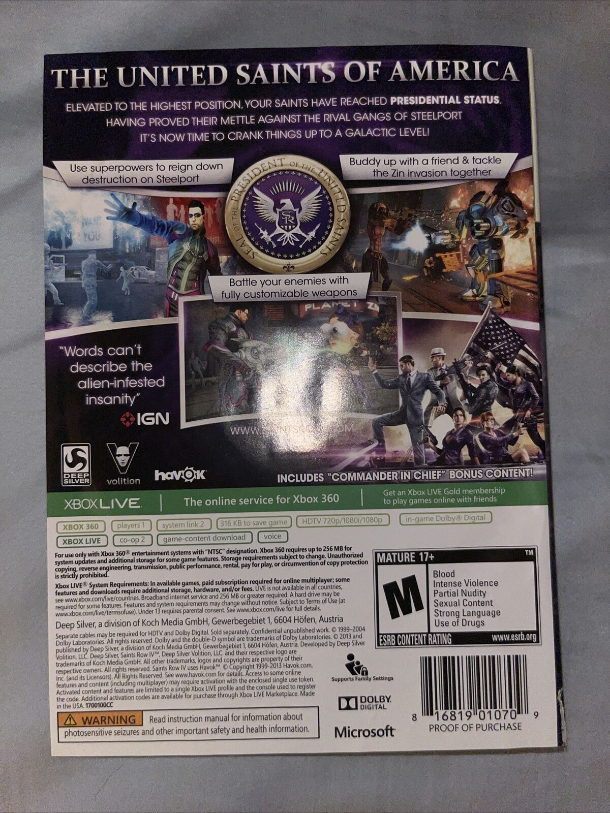 Saints Row IV - Xbox 360 (Commander in C VideoGames