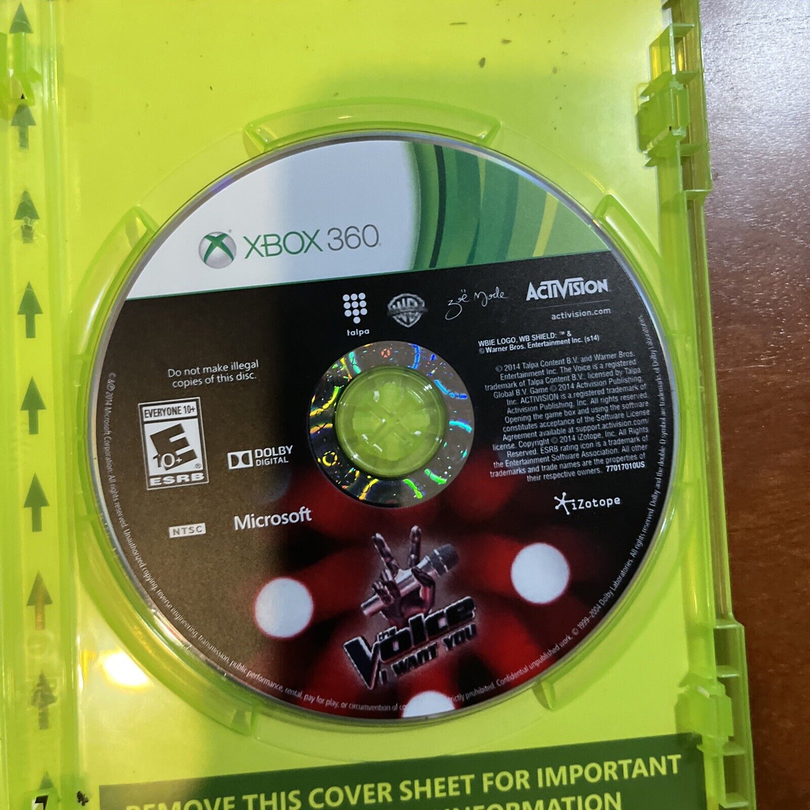 The Voice I Want You Video Game Microsoft Xbox 360, 2014 Activision