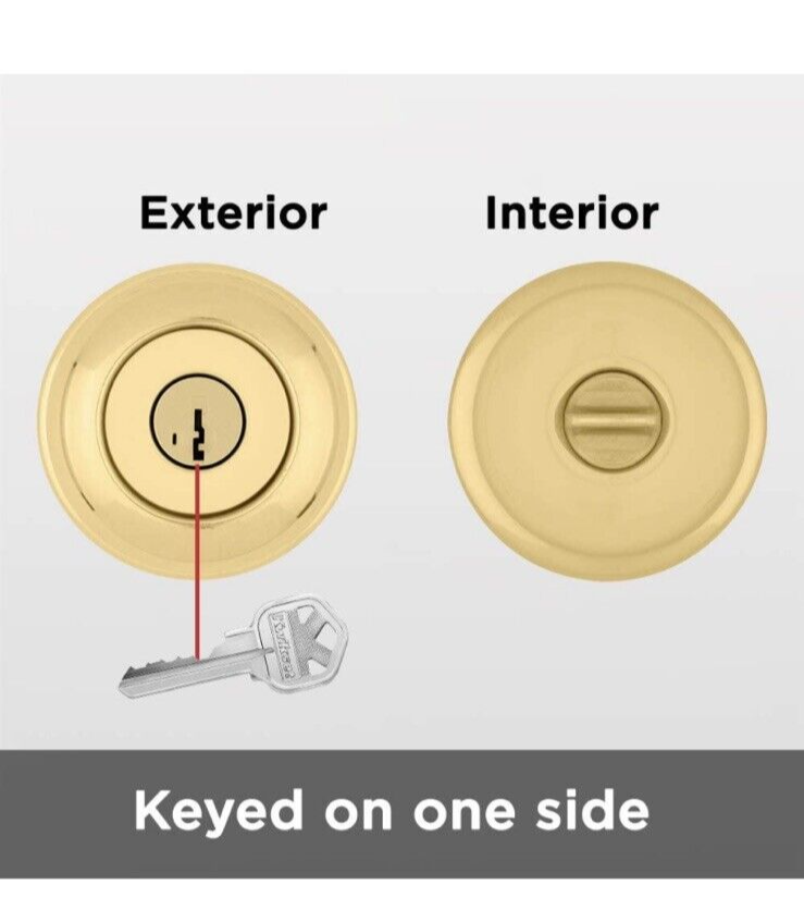 Kwikset Juno Polished Brass Entry Door Knob Featuring SmartKey Security