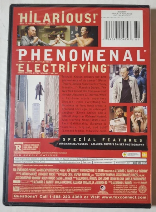NEW Sealed Birdman: The Unexpected Virtue of Ignorance (DVD 2014) Michael Keaton