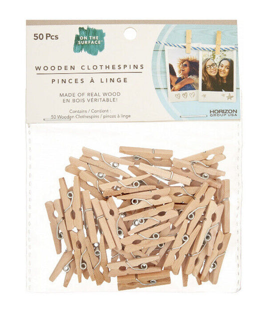 Miniature Wooden Clothespins - 50 ct