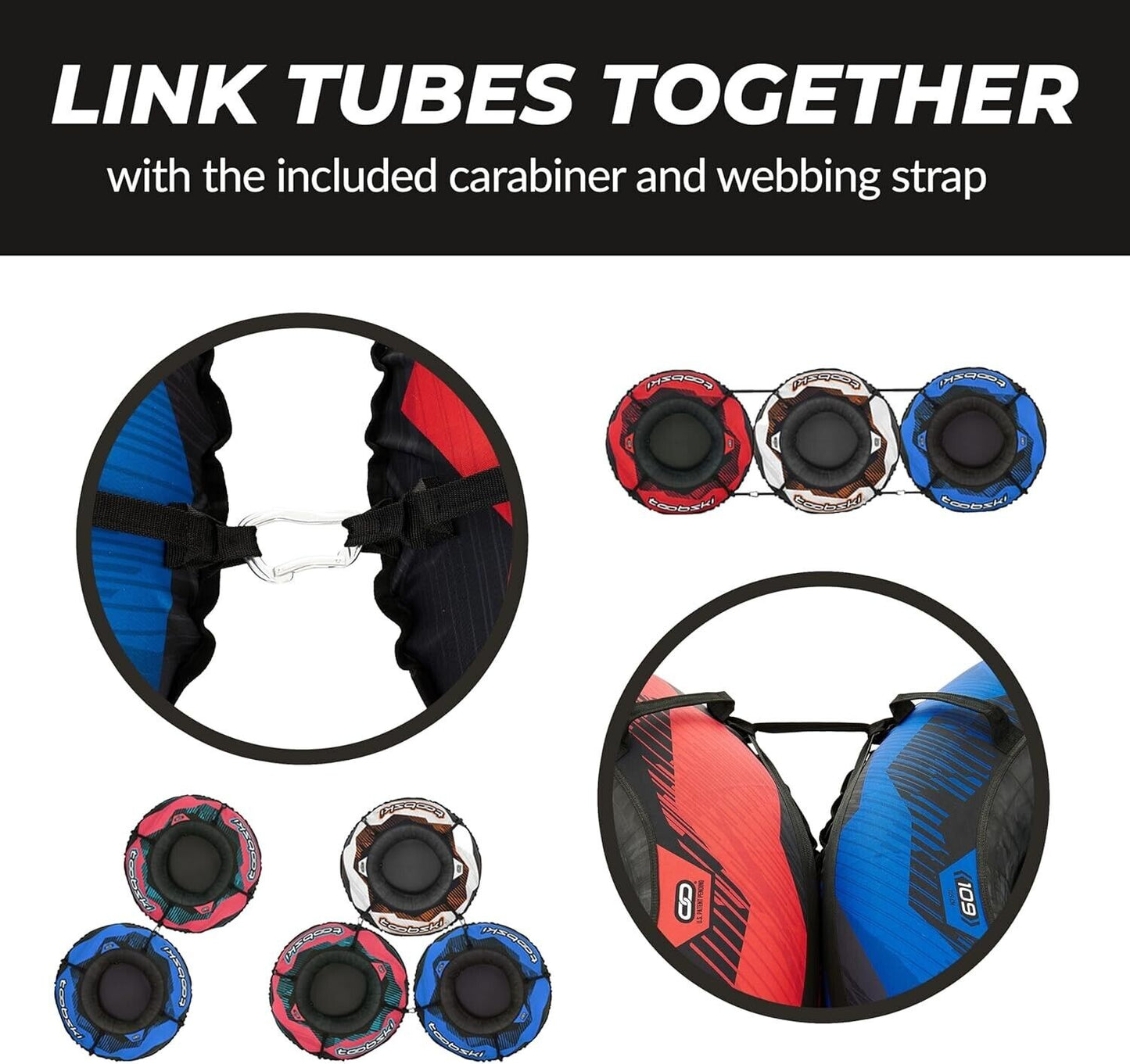 Toobski Snow/Ski Tube Sledding / Skiing Heavy Duty Black & Red NIB Retails $198