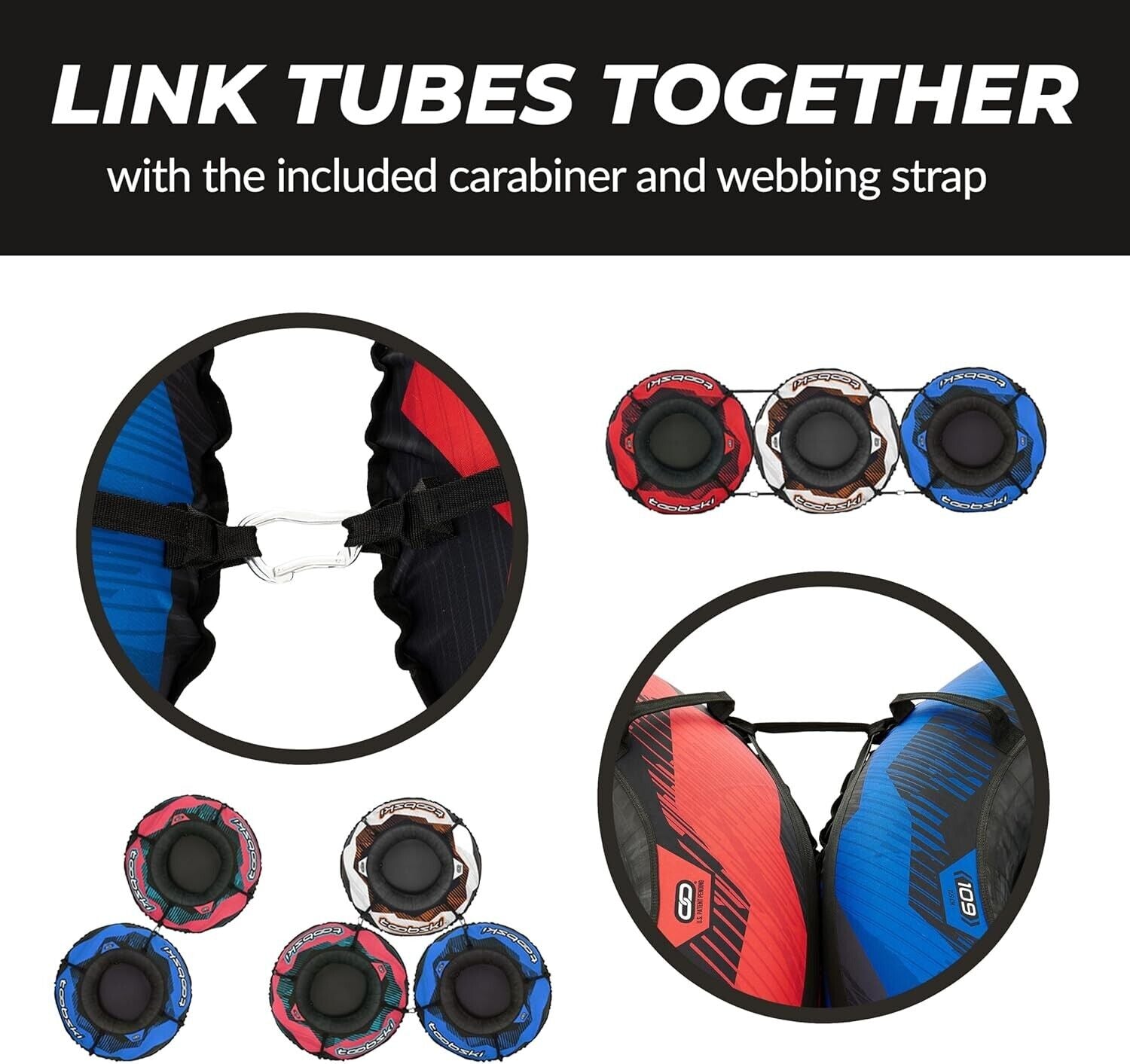 Toobski Snow/Ski Tube Sledding / Skiing Heavy Duty Black & Red NIB Retails $198