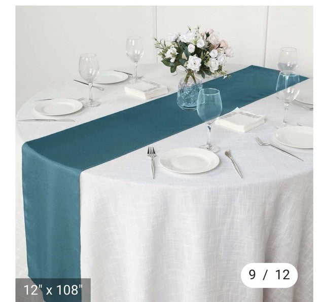 10Ft Chiffon Table Runner for Wedding Banquet Decor (27 X 120 Inch) Peacock Teal
