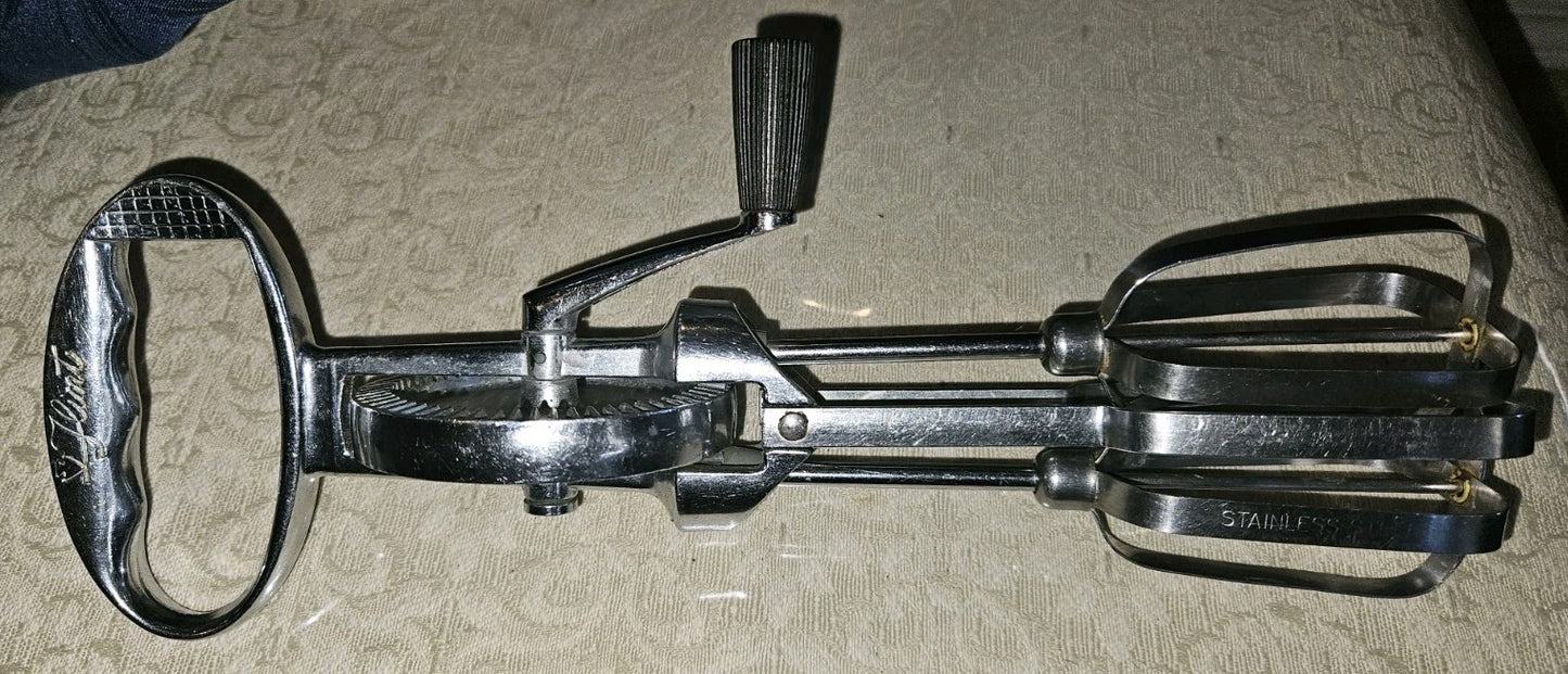 EKCO Flint Hand Mixer 1946-1952 Vintage/Rare. All Stainless + "Arrow" Logo