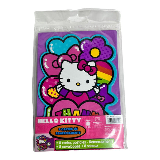 Hello Kitty Thank You Notes Cards 8 Rainbow Card & Envelope Set