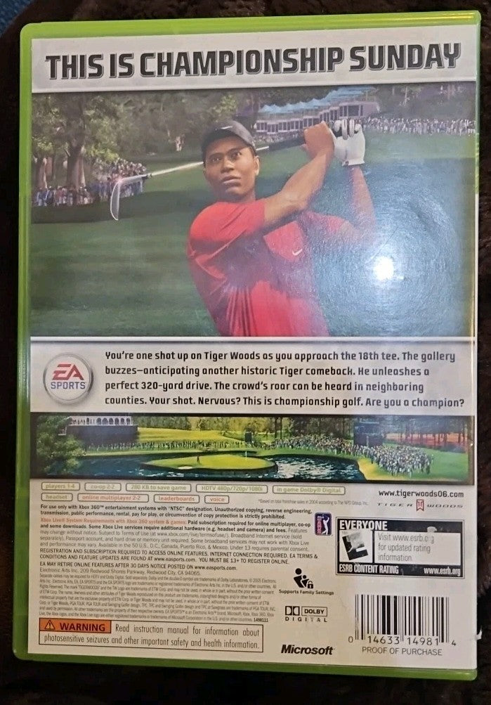 Tiger Woods PGA Tour 06 (XBOX 360) No Game. Case + Artwork Only