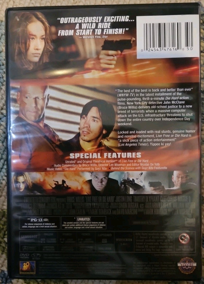 Live Free or Die Hard (DVD, 2007) New