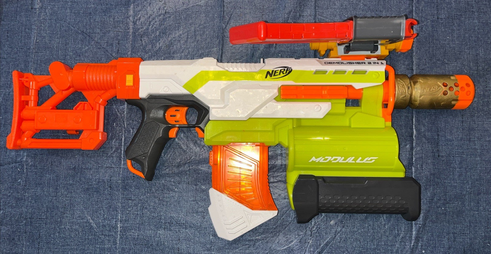 Nerf N-Strike Elite Modulus Demolisher 2in1: Scope w/Extra Mag +Holder, Stock