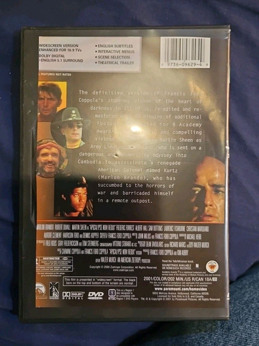 Apocalypse Now-Redux (DVD, 1979) Slimcase. Cropped Sleeve.