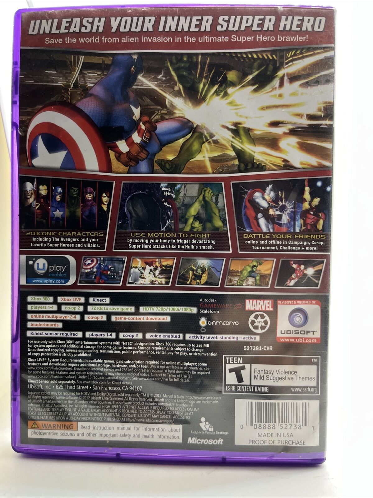 Marvel Avengers: Battle for Earth (Microsoft Xbox 360, 2012)