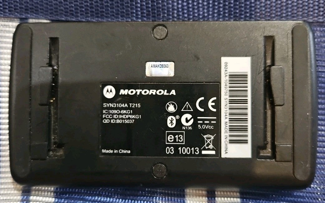Motorola SYN3104A T215 Bluetooth Portable Car Speakerphone Tested No Visot Clips