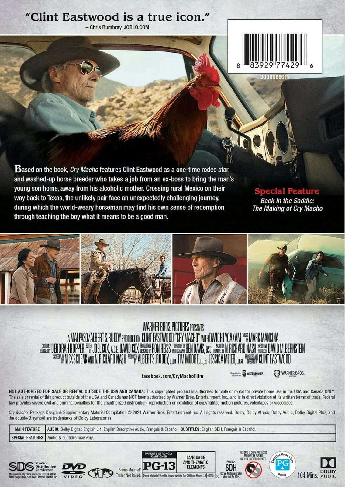 Cry Macho (DVD) Clint Eastwood - Tested