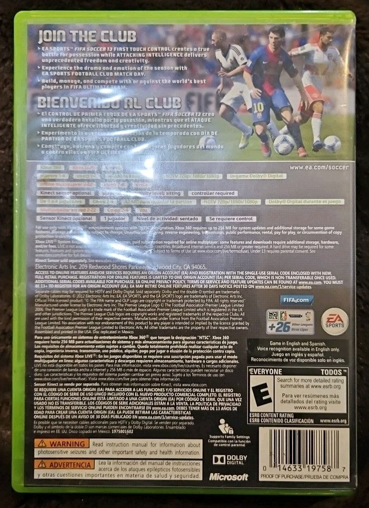 Fifa Soccer 13 (Xbox 360) Case + Artwork.  No Game