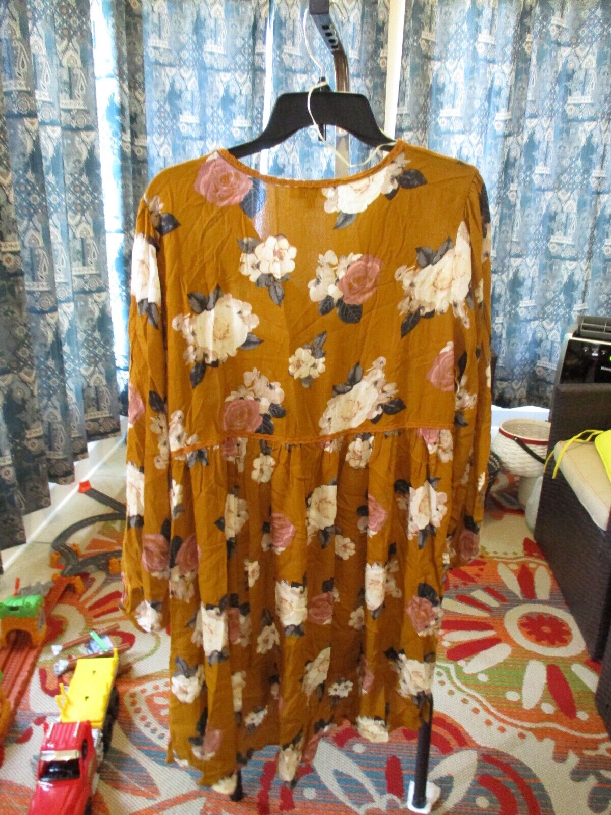 Umgee Mustard Floral Dress Small NEW
