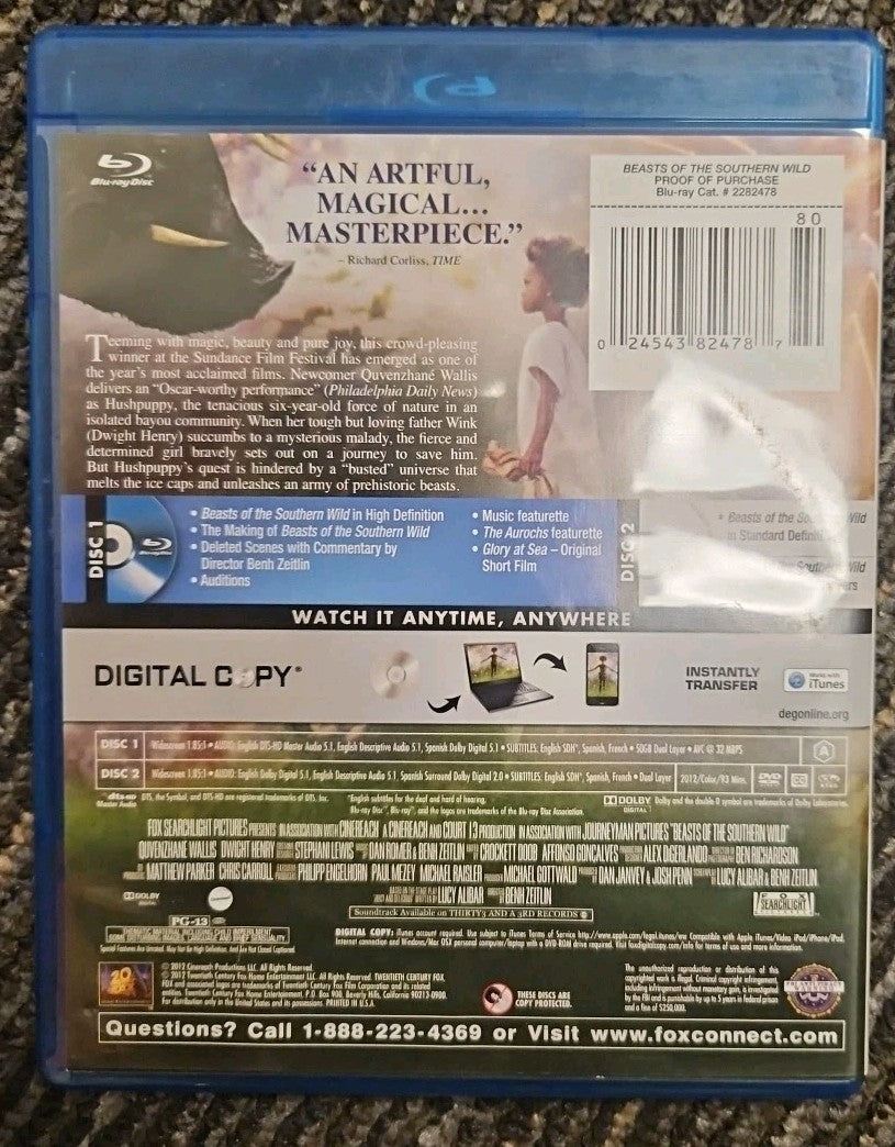 Beasts of the Southern Wild (Blu-ray/DVD, 2-Disc Set) brand new sealed. 