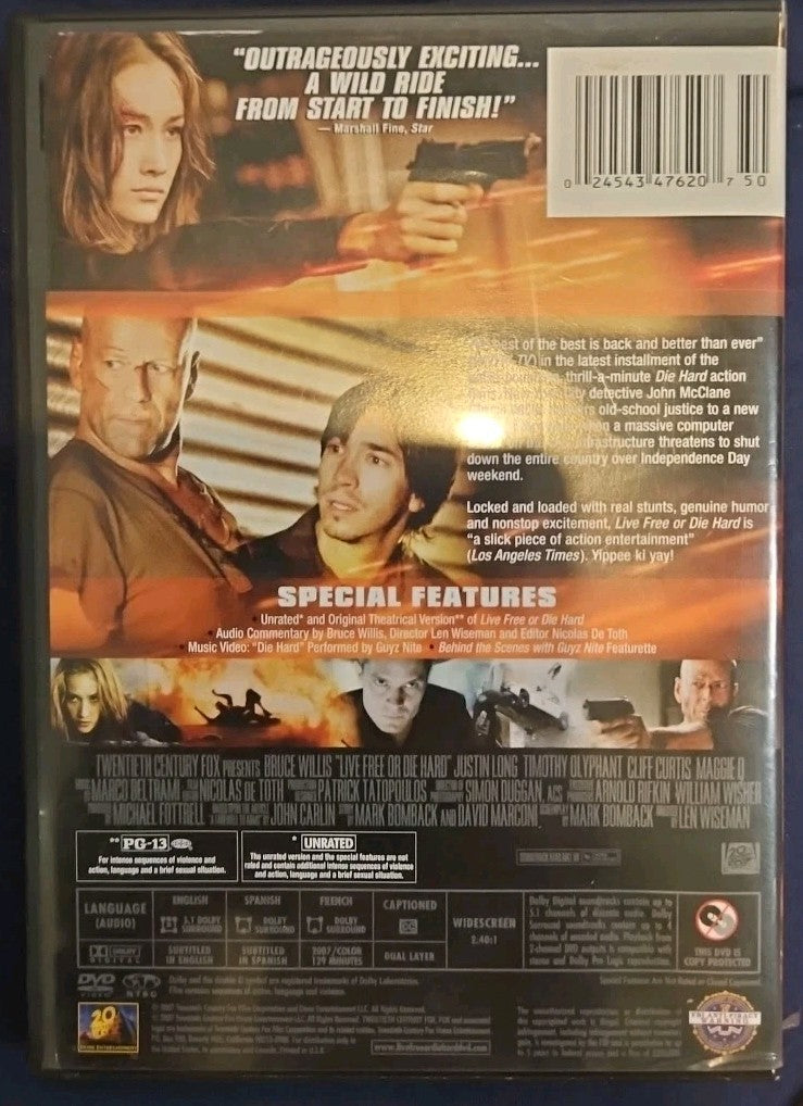 * Live Free Or Die Hard - Bruce Willis - Very Good DVD