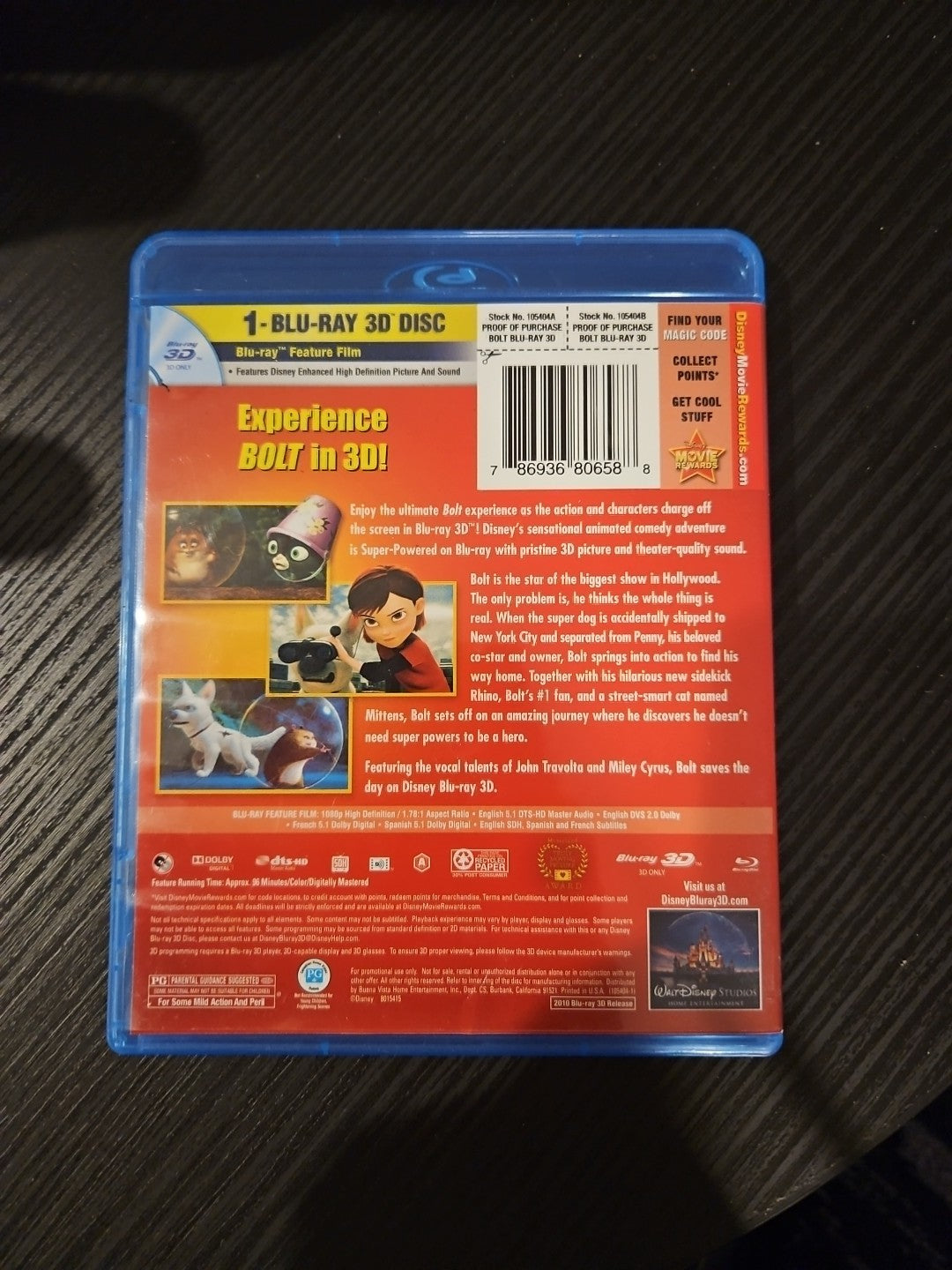 Disney Bolt 3D Blu-ray Disc 2010 Disney Brand New Sealed