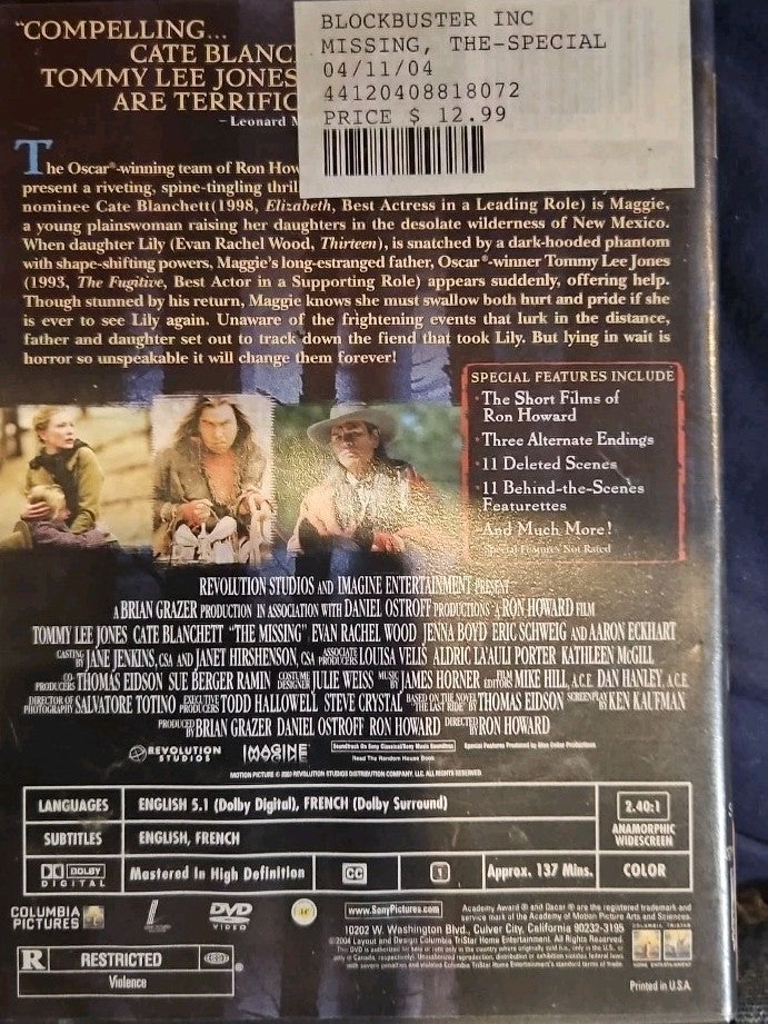 The Missing (DVD, 2004, 2-Disc Set, Widescreen)