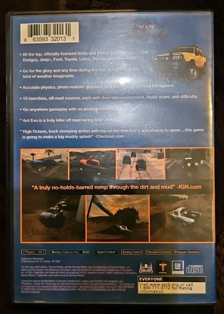 4x4 EVO (Sony PlayStation 2, 2001) No Game. Case + Artwork + Manual ONLY
