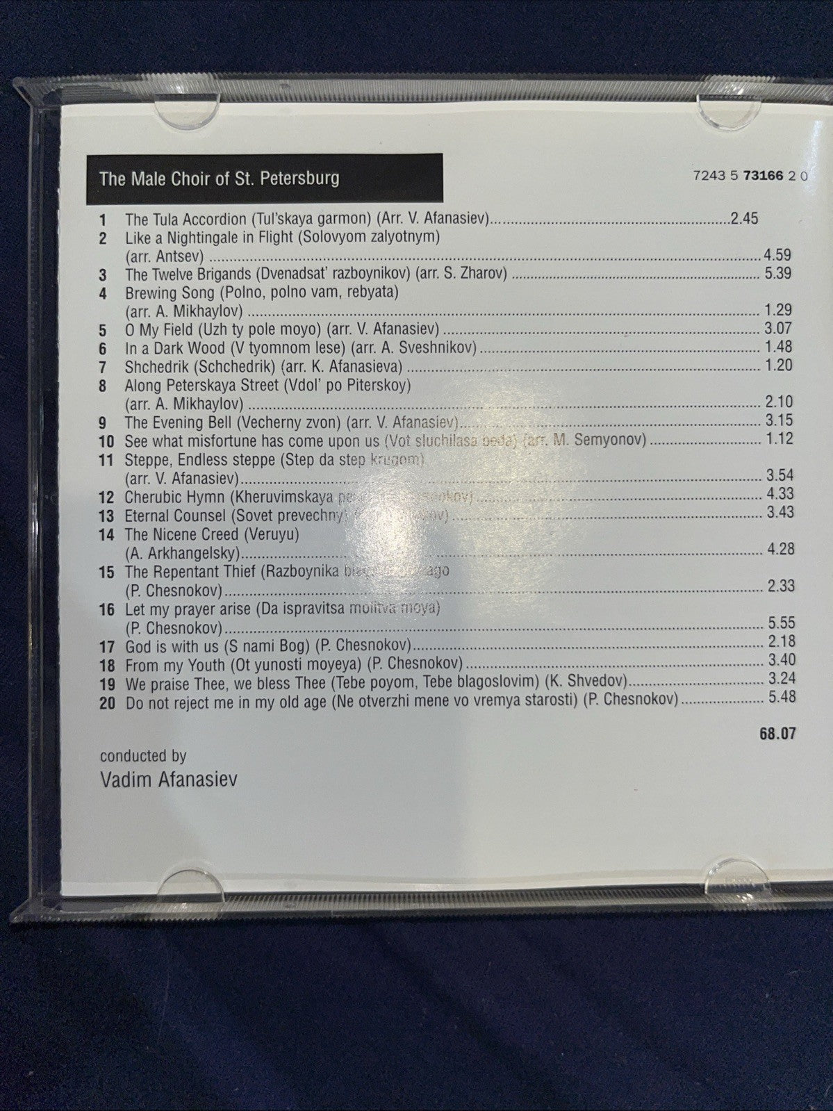 Male Choir of St. Petersburg by Vadim Afanasiev (CD, 1999)