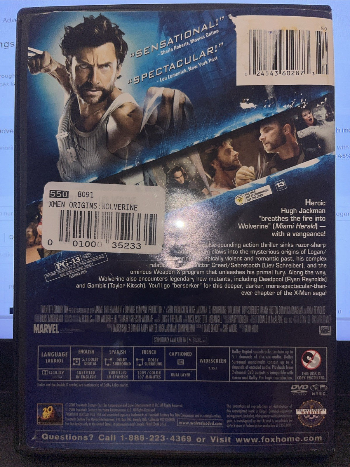 X-Men Origins: Wolverine (DVD, 2009) Rental Exclusive